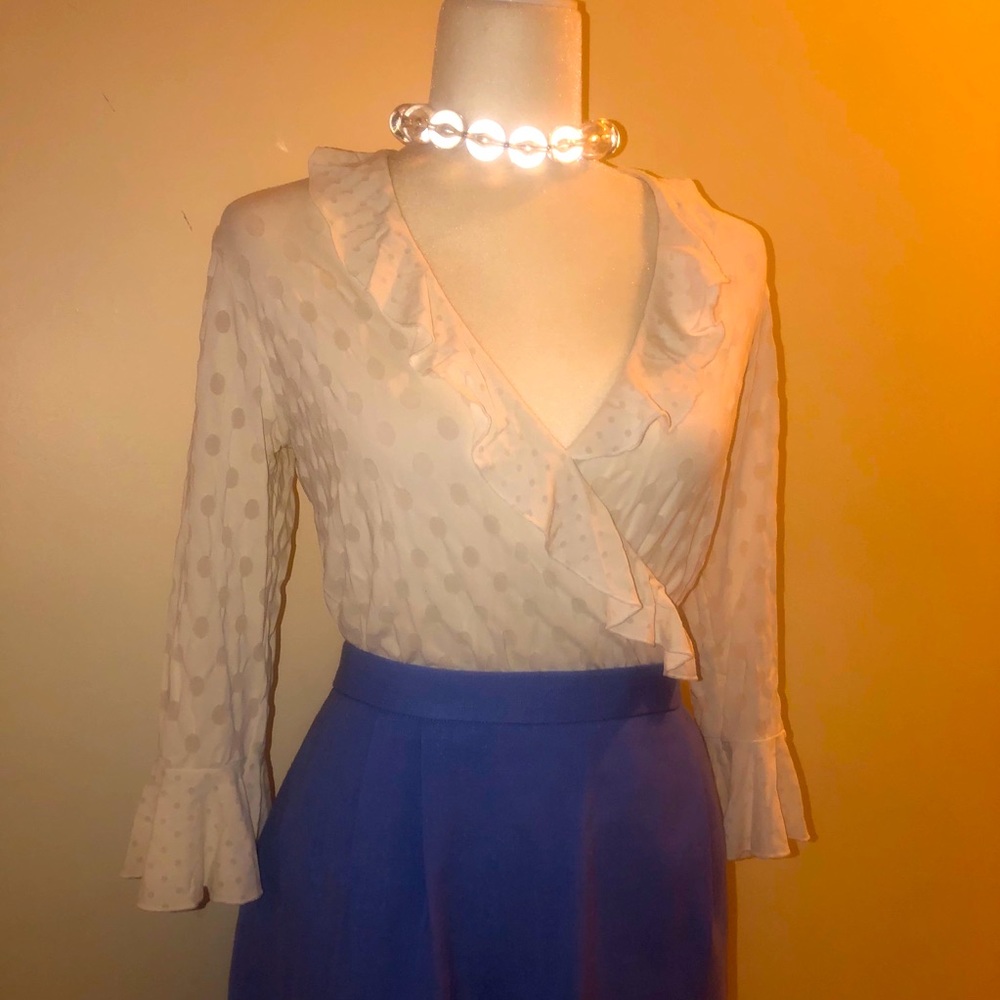 Ruffle Polka Dot Surplice Top